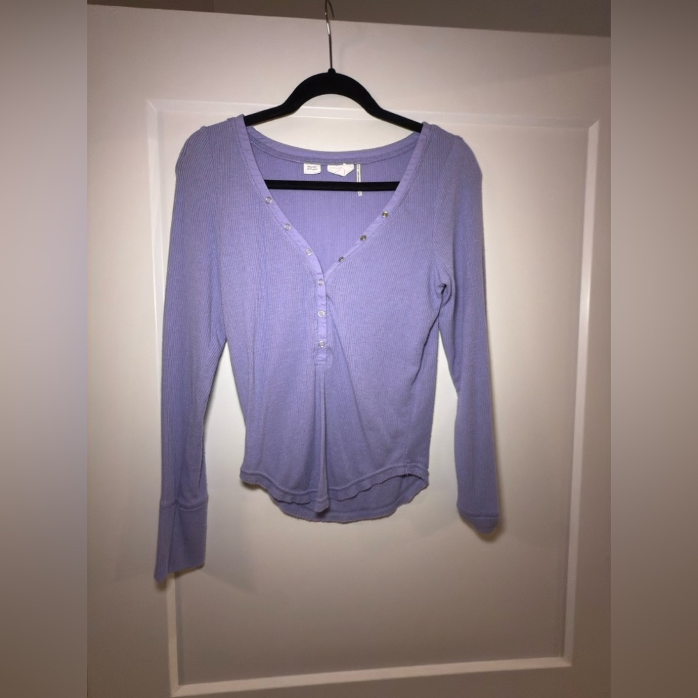 UO Lavender Long Sleeve Henley Top